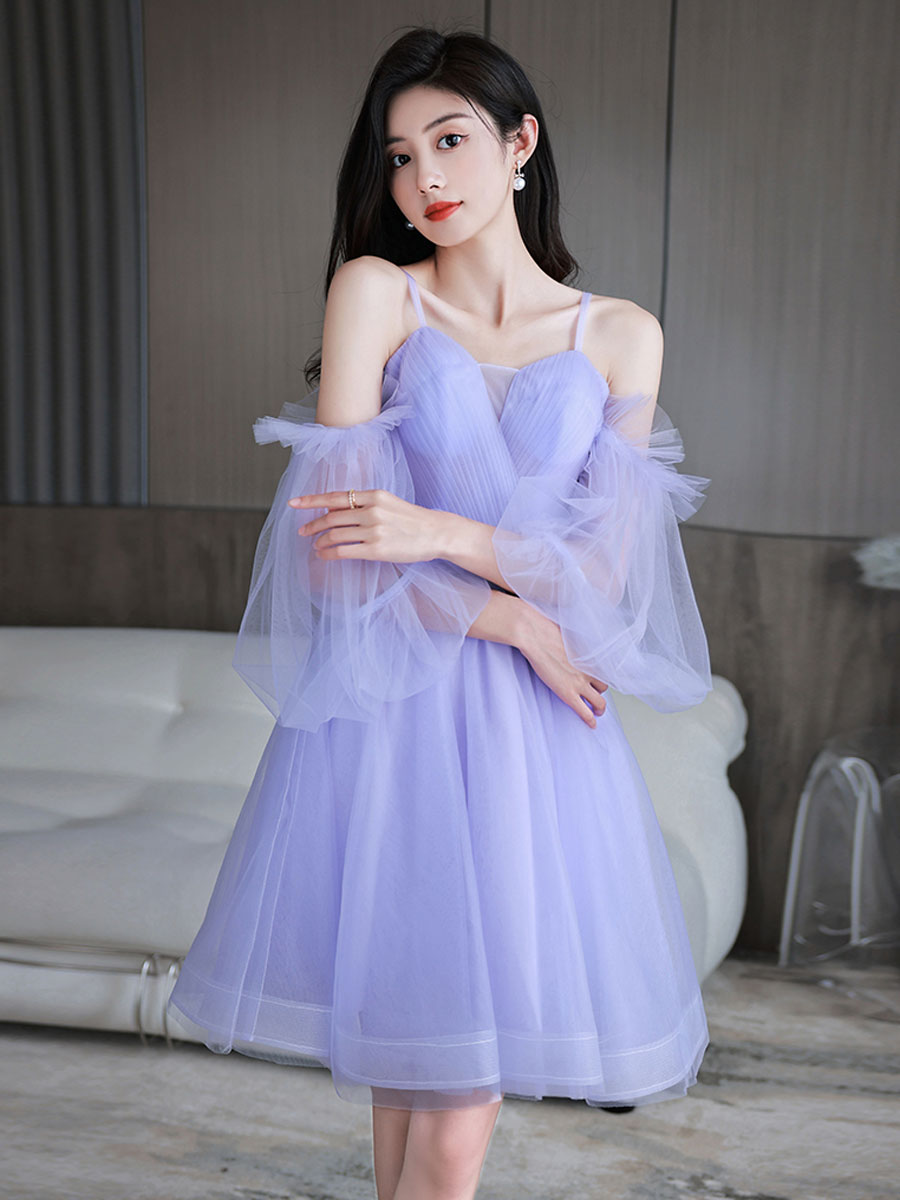 Purple sweetheart neck tulle short prom dress purple homecoming dress Purple sweetheart neck tulle short prom dress purple homecoming dress