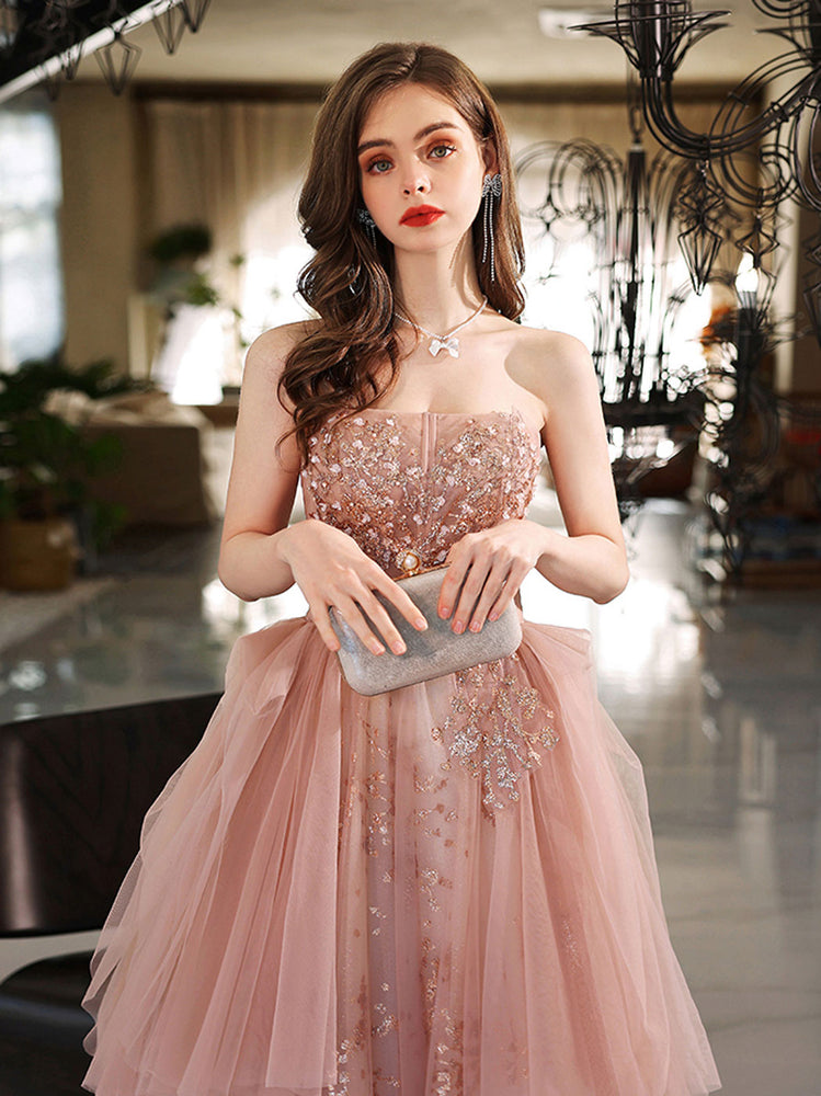 Pink Tulle Sequin Short Prom Dress, Pink Tulle Homecoming, 43% OFF