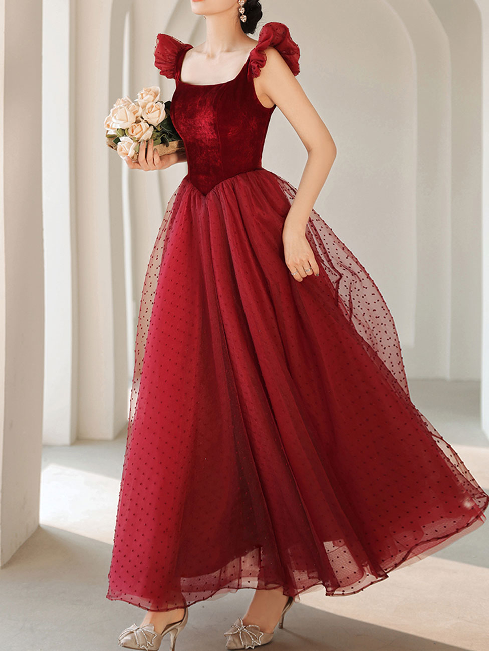 tea length burgundy bridesmaid dresses Burgundy Mother Of The Bride Dress A Line Lace Top Tea Length Chiffon Mother Of The Bride Dresses