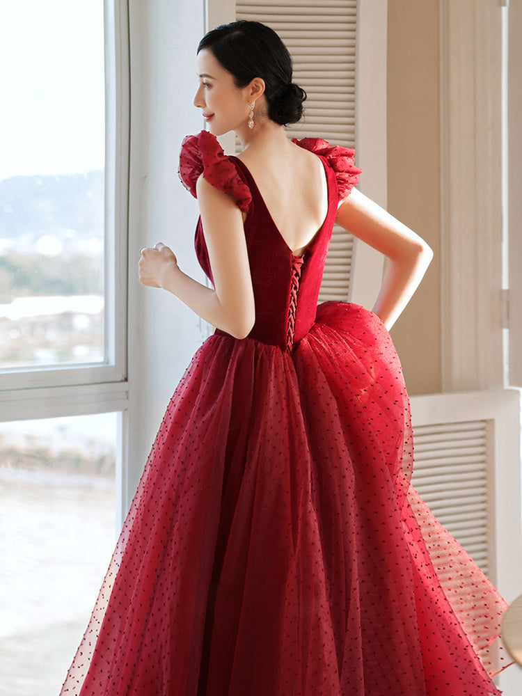 Burgundy Tea Length Prom Dresses, Burgundy Formal Bridesmaid Dresses shdress Burgundy Tea Length Prom Dresses, Burgundy Formal Bridesmaid Dresses shdress