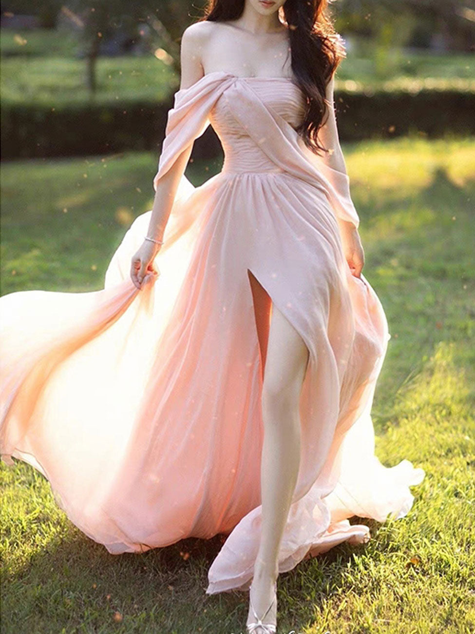 Pink Chiffon Long Prom Dresses, Pink Formal Evening Party Dress shdress Pink Chiffon Long Prom Dresses, Pink Formal Evening Party Dress shdress