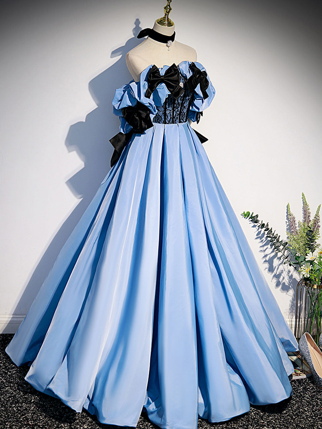 Blue satin lace long prom dress blue satin evening dress shdress Blue satin lace long prom dress blue satin evening dress shdress