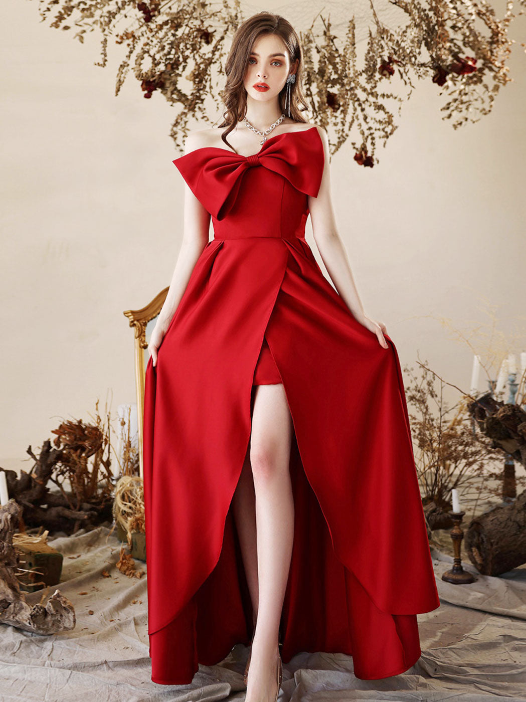 Burgundy Prom Dress Off the Shoulder Straps, Formal Dress, Evening Dre –  Promcoming
