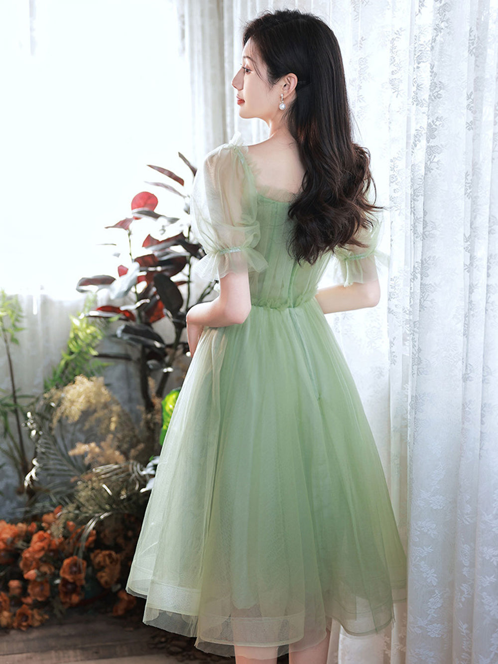 Green Tulle Short Prom Dress, Green Homecoming Dresses shdress Green Tulle Short Prom Dress, Green Homecoming Dresses shdress