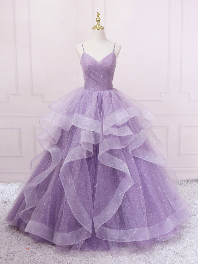 
                  
                    Purple sweetheart neck tulle long prom dress purple tulle forma gown
                  
                