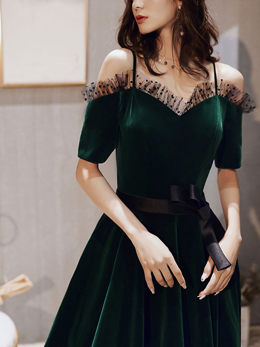 Green v neck velvet long prom dress, green evening dress shdress Green v neck velvet long prom dress, green evening dress shdress