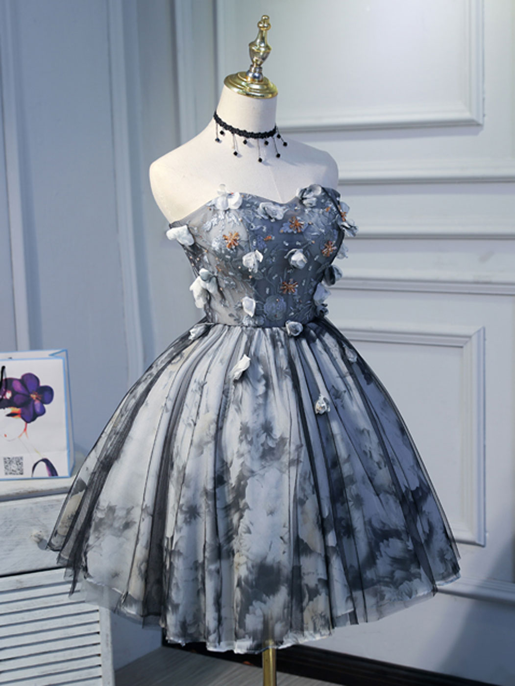 Black Short Prom Dresses, Black Cute Puffy Homecoming Dresses – shdress