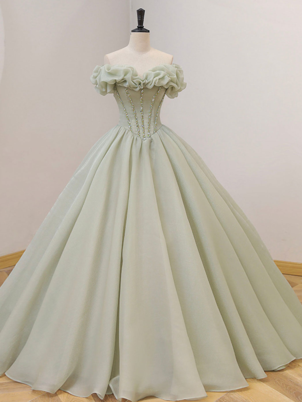 Green Tulle Beading Long Prom Dresses, Green Formal Graduation Dresses shdress Green Tulle Beading Long Prom Dresses, Green Formal Graduation Dresses shdress
